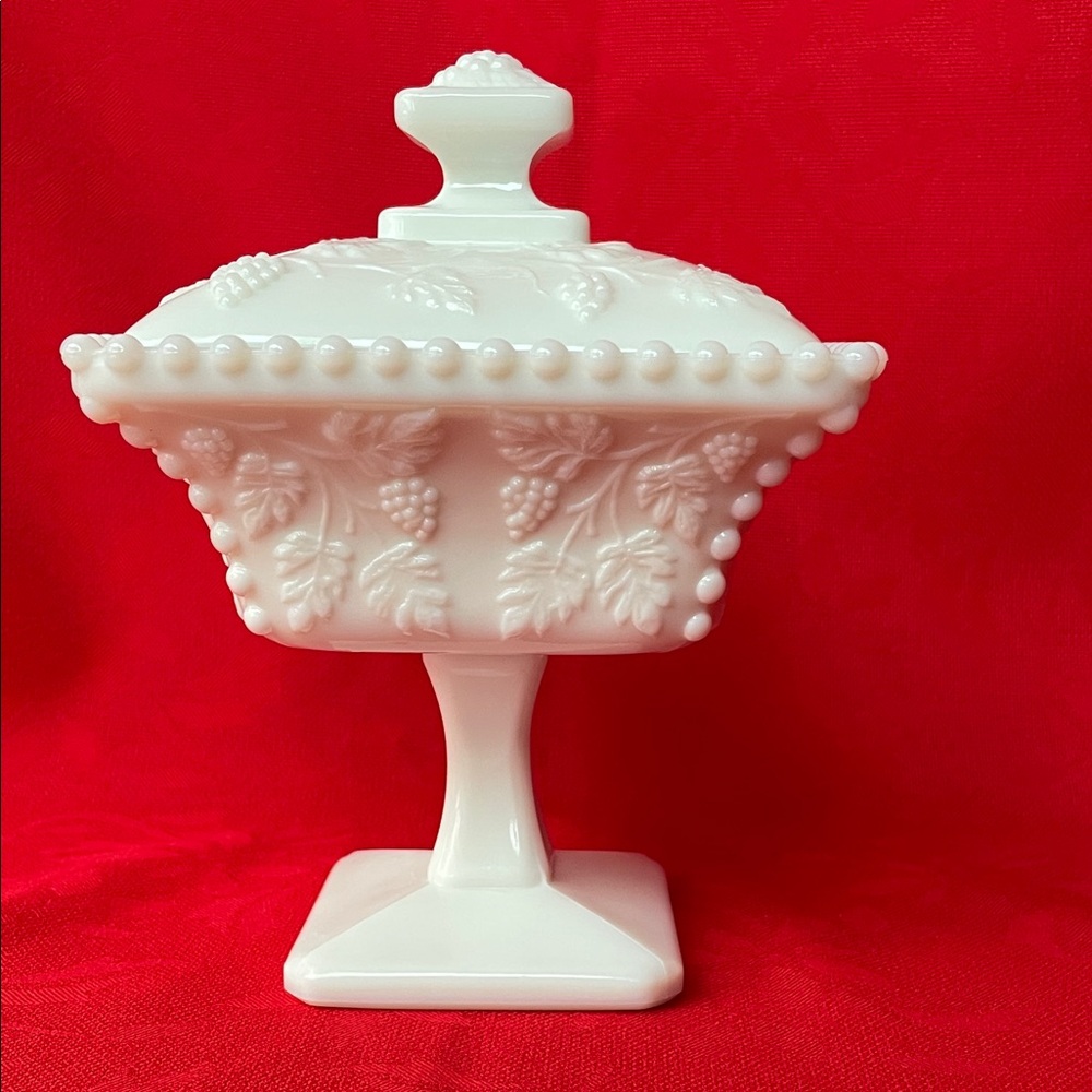 Vintage White Lidded Decorative Footed Bowl